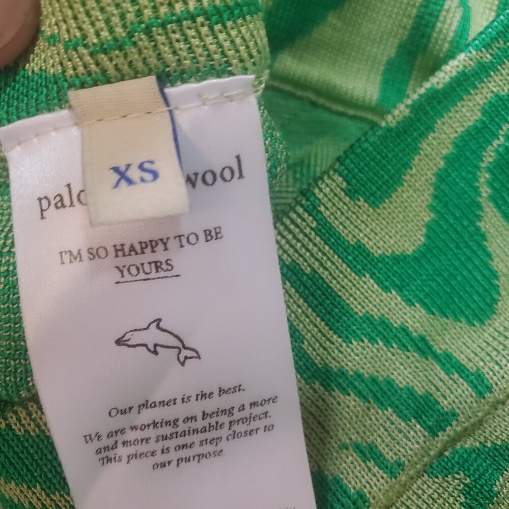 Paloma Wool Orinocco Knit Hi Rise Viscose Pants Green Geometric Pull On Size XS - Picture 13 of 13